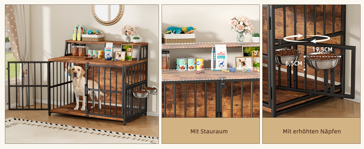 Будка для собак з дерева, 100x60x85 см, з годівницями, для собак до 35 кг, в стилі меблів