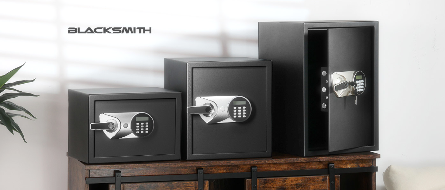 Треор Treor Blackmith для дому, 35x25x25 см. Biometric Fingerprint, цифровий кодовий замок, подвійне попередження, вогнестійкий, для офісу, готелю.