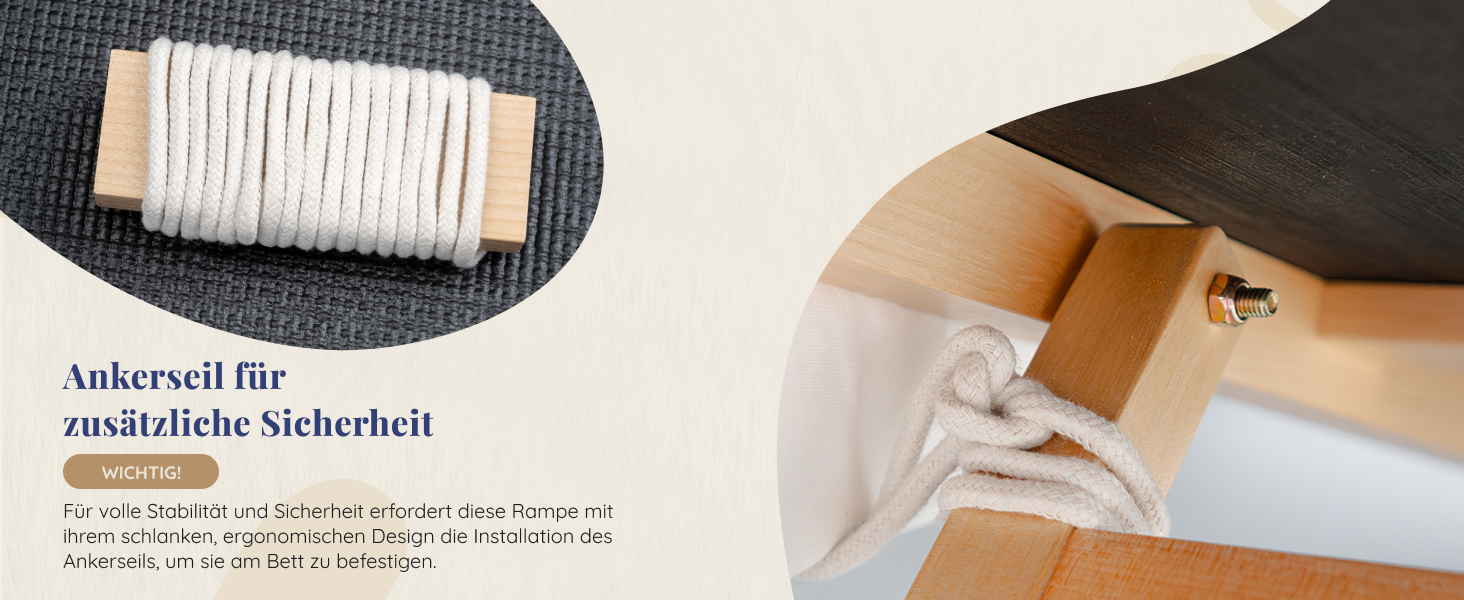 Східці для собак до ліжка з захисним бар'єром - для великих собак до 90 кг - регульована висота до 94.5 см - ширина 49.5 см - складаються - антиковзке покриття - з натурального дерева (бірча) - колір натуральний