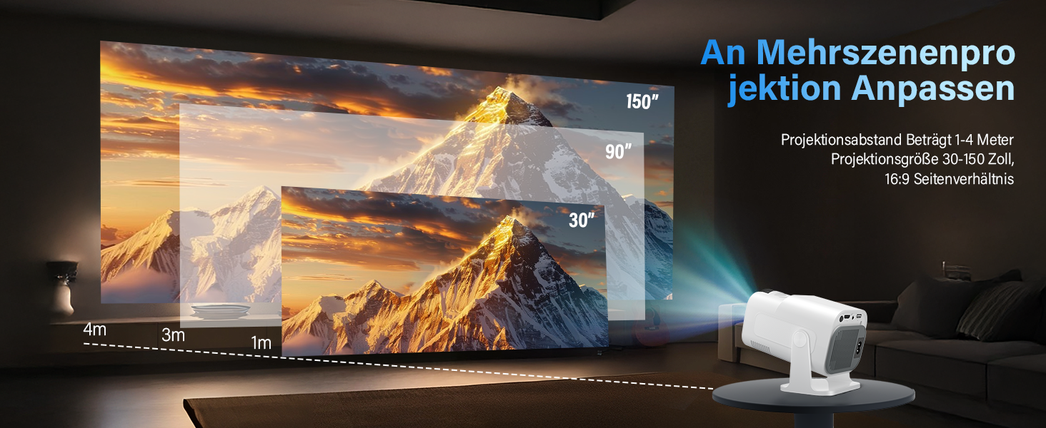 4K проєктор Beamer Full HD 1080P Android: портативний міні-проєктор з WiFi 6, Bluetooth 5.2, 270° обертанням, підтримкою PC/HDMI/USB, з пультом та мишкою, білий