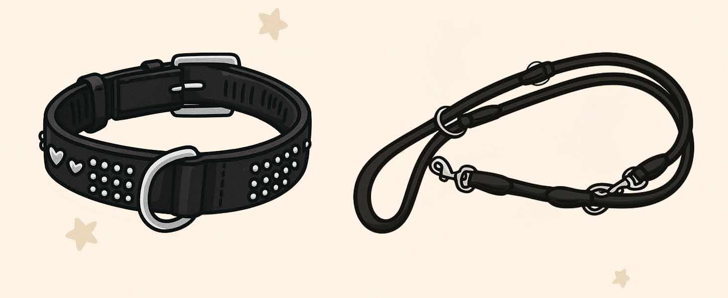 Нашийник для собак Monkimau з натуральної шкіри, чорний, з кристалами, регульований (S: 20 мм x 45 см)