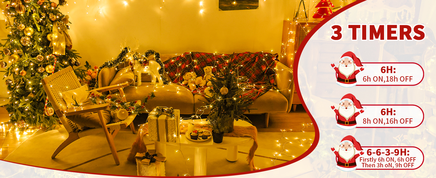 Гірлянда світлодіодна 60м, 600 LED, для декорування приміщень та вулиці, 8 режимів, таймер, IP44, тепле світло, для ялинки, балкона, вікна, саду, вечірки