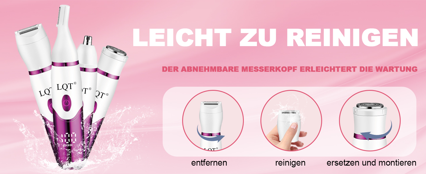 Електричний жіночий триммер 4-в-1 з LED-дисплеєм: для обличчя, брів, бікіні. Розроблено спеціально для жінок. Білий колір.