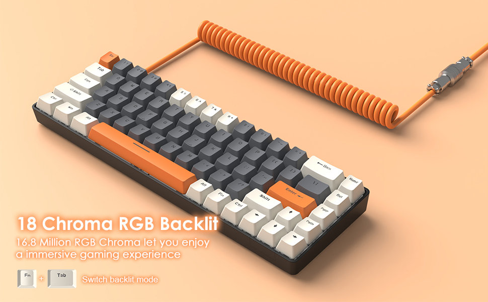 YINDIAO T8 Комплект ігрової клавіатури та миші RGB 60%, Механічна клавіатура TKL 68 клавіш, Миша з дизайном стільникового корпусу, до 6400DPI, для PC PS5, Сірий (Milchshake (Brown Switch))