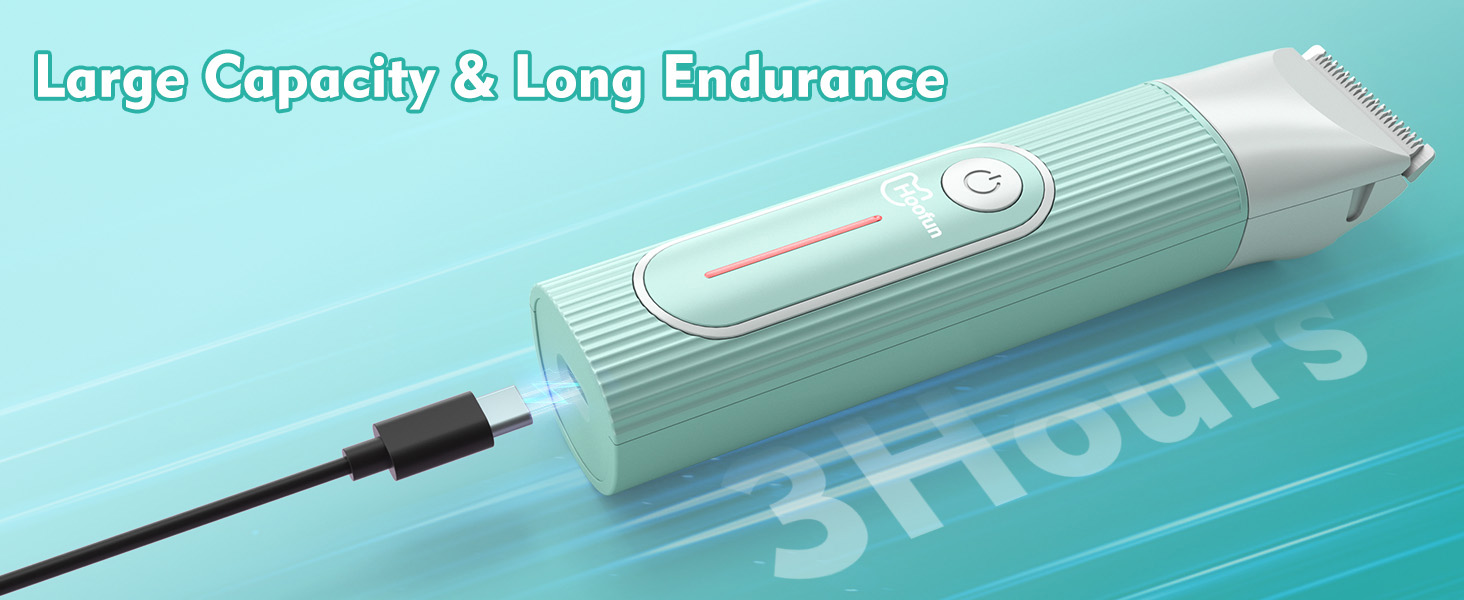 Професійна машинка для стрижки собак та котів Hoofun 4-в-1, IPX7, бездротова, з 4 насадками, для собак, котів, кроликів (біла/блакитна)