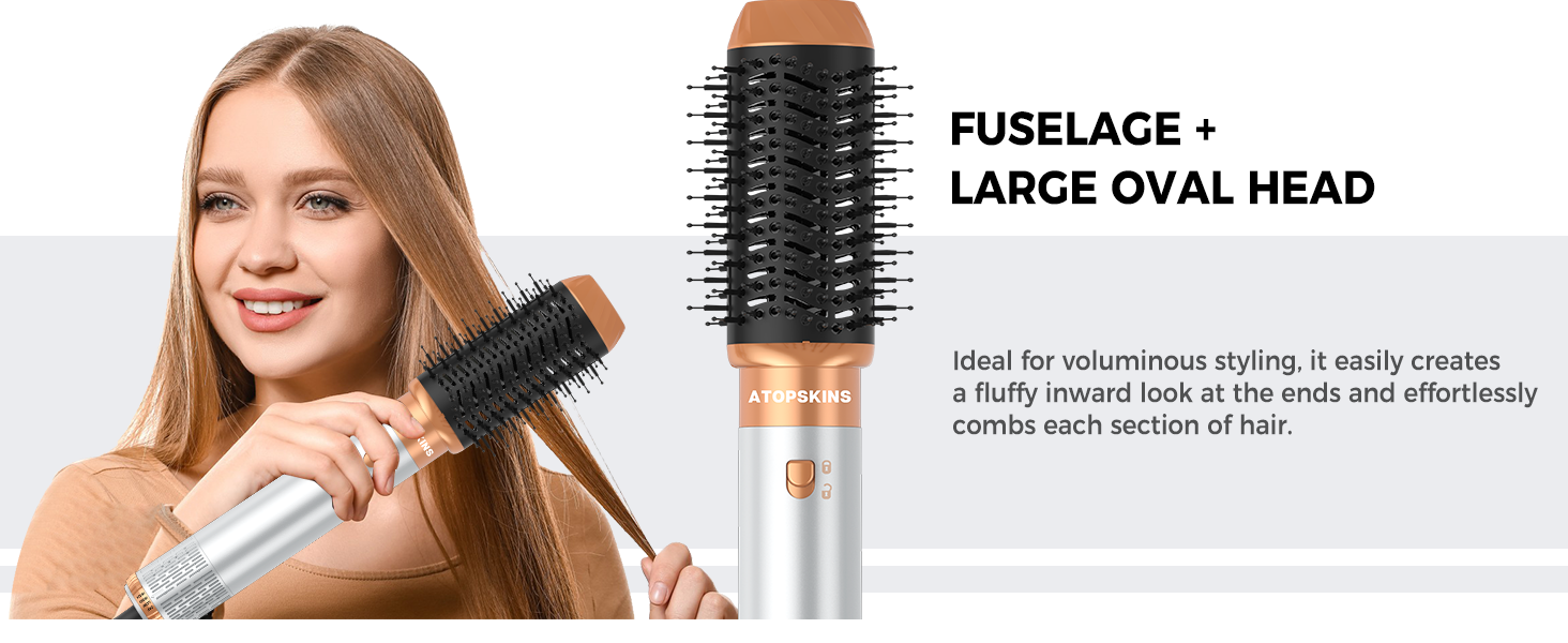 Atopskins Фен-щітка 6 в 1: стайлер для волосся, фен, щипці для завивки, випрямляч, об'єм, локони