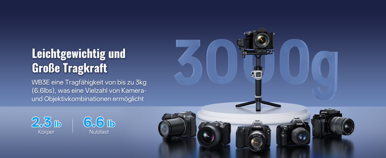 ZHIYUN Weebill 3E Gimbal - Стабілізатор для DSLR та бездзеркальних камер, 3-осьовий, 3кг вантажопідйомність, вертикальна зйомка, Bluetooth, сірий