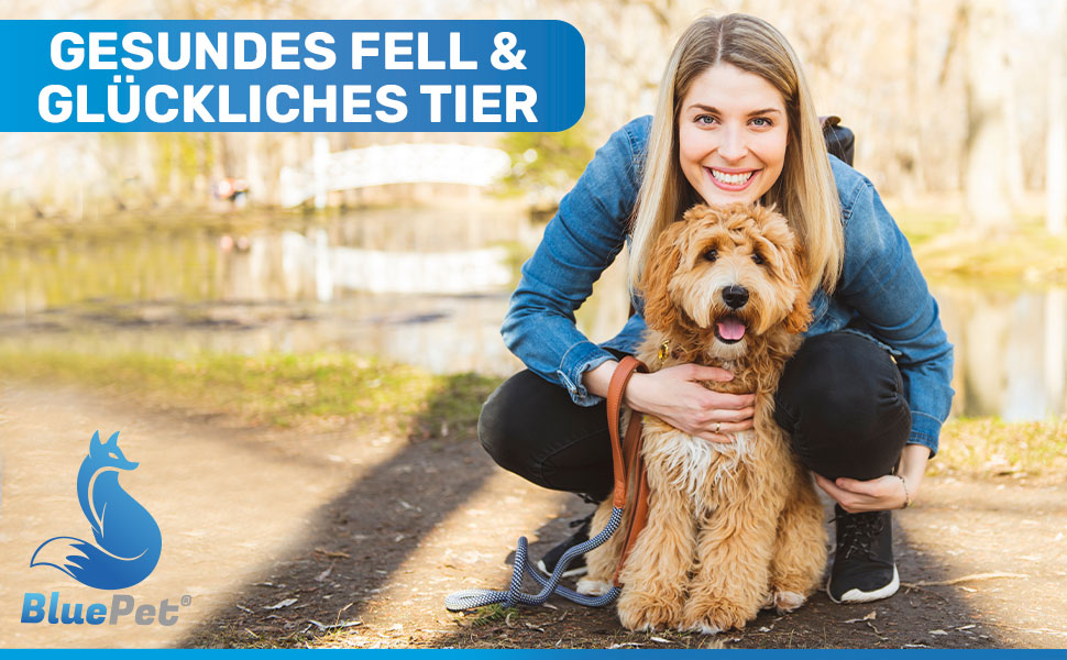 Щітка для собак та котів BluePet для довгої шерсті - видаляє підшерсток, ковтуни та вузли. Версія 2.0 з кнопкою очищення. Для щоденного використання (Блакитна) 2.0