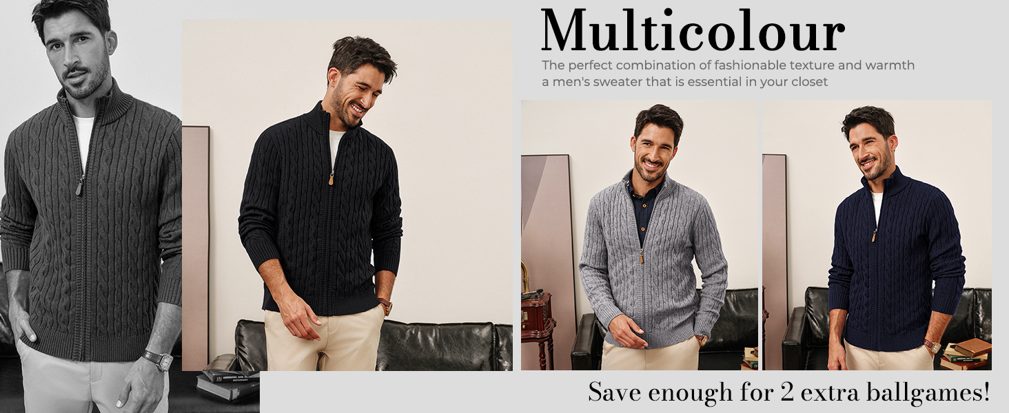 Кардиган чоловічий PJ PAUL JONES з блискавкою та стоячим коміром, в'язаний з дрібним візерунком, колір морської хвилі