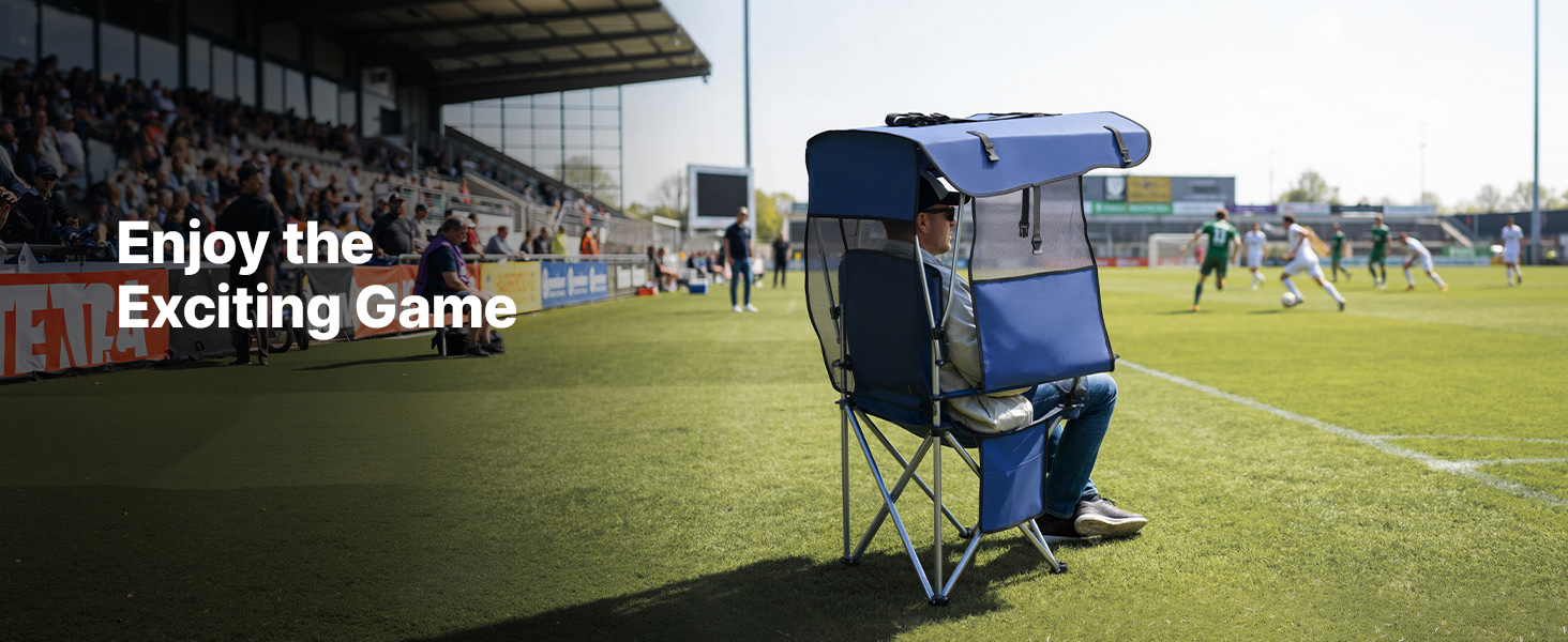 Складний стілець VEVOR для кемпінгу, риболовлі та пікніків, 150 кг, з парасолькою, підсклянниками та кишенею для журналів, темно-синій