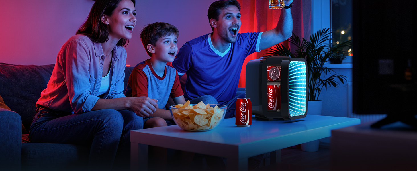 Міні холодильник 4L з RGB підсвіткою, охолодження/підігрів, 2в1, для напоїв та догляду за шкірою, 220V/12V, чорний