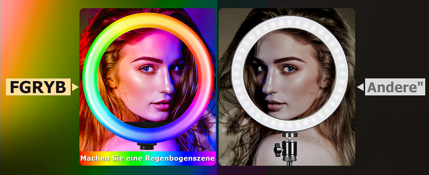 LED кільцева лампа з штативом для смартфона 10 дюймів, 40 RGB режимів, регульована яскравість, для селфі, YouTube, фото та відеозйомки
