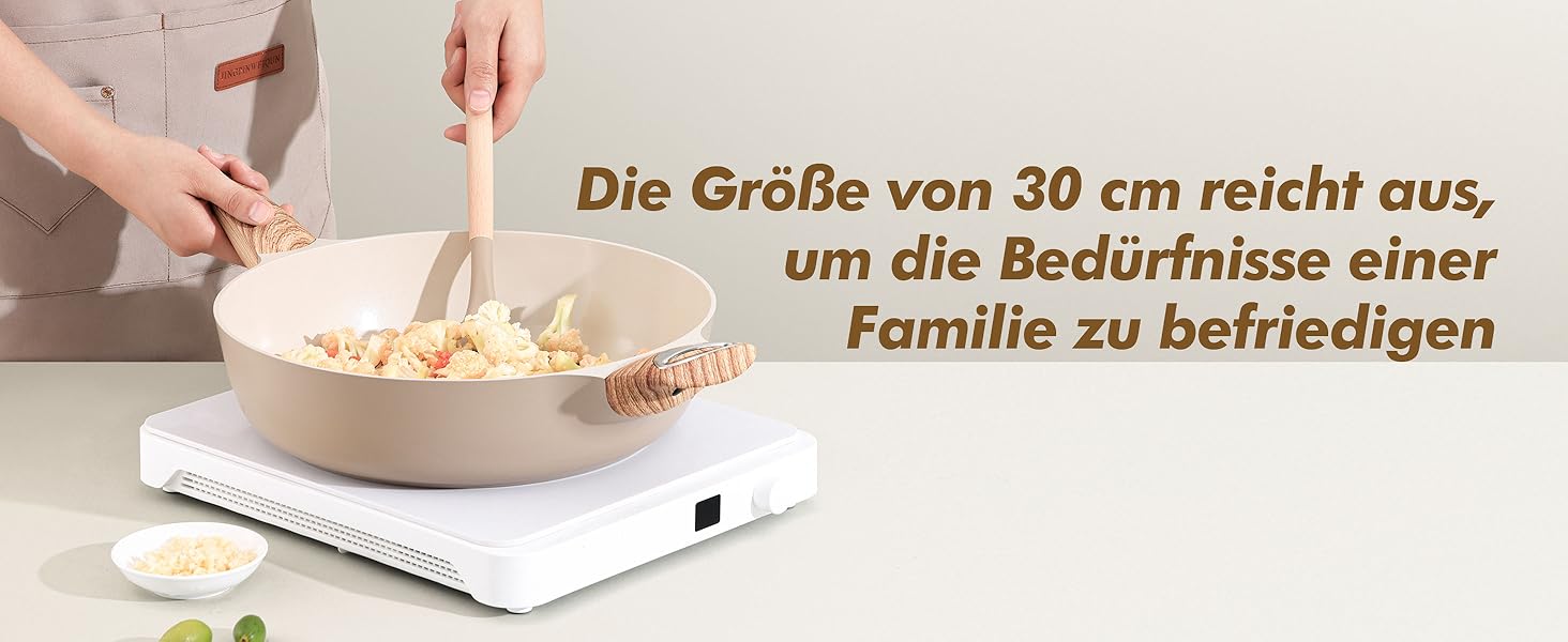 Сковорода SENSARTE з антипригарним покриттям, 30 см, кераміка, гранітне покриття, для плити та індукції, без PFOA/PTFE/PFAS