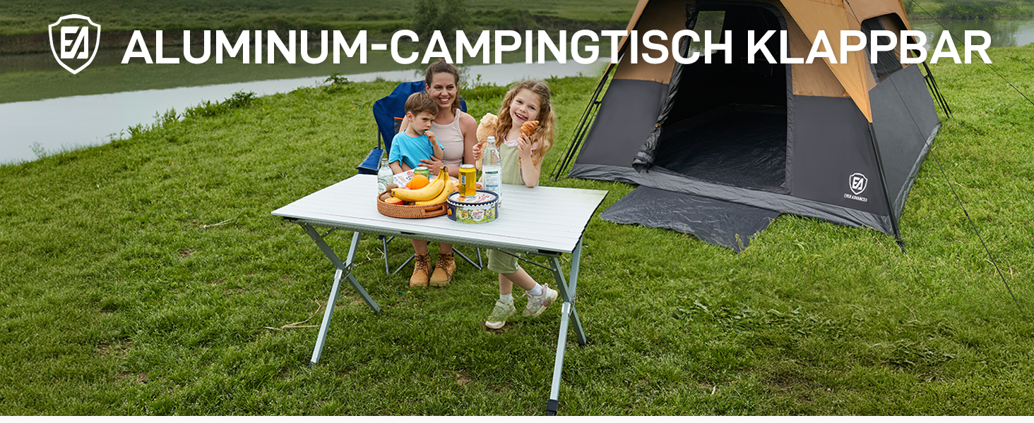 Розкладний туристичний стіл EVER ADVANCED 120x70 см з алюмінію для кемпінгу, пікніка, саду, балкону, срібний