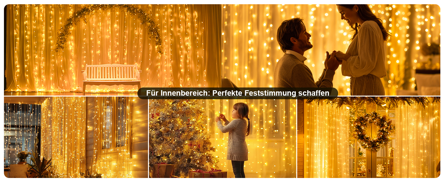 Льодовиковий штор LED 3x3м, 300 LED, з пульт, 10 гачків, USB, для декору, вікна, кімната, балкон, тепле світло, PVC