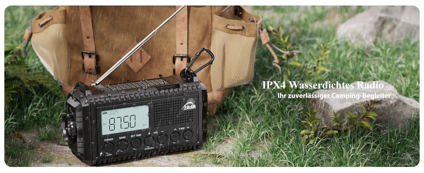 Радіостанція для будівельних майданчиків AM/FM/SW, радіо з ручним приводом та приймачем на весь світ, радіостанція для надзвичайних ситуацій з роз'ємом типу C, Powerbank/SOS-сигнал/Ліхтарик/Світло для читання/IPX4, портативне радіо для активного відпочинку, походів, кемпінгу, чорного кольору