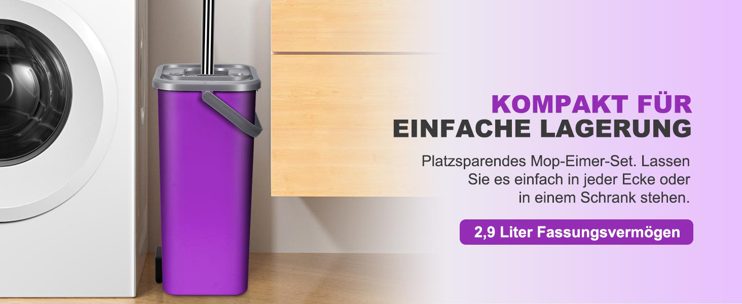 Набір для миття підлоги Masthome з відром: плоский моп, 3 мікрофібрових насадки, відро з нержавіючою сталею, моп з функцією віджиму, для прибирання підлоги