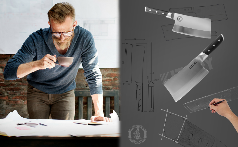 Kitory Hackmesser 18 см: кухонний ніж-сікач з високоякісної сталі, з ручкою з пакавуду (Mtd14de)