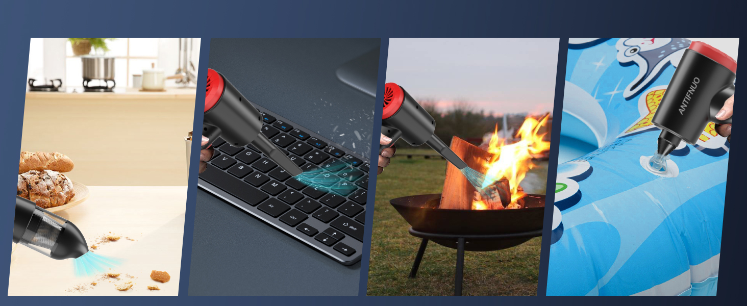 Електричний пилосос-фен для пилу 2-в-1, 91000 об/хв, акумулятор 6000mAh, USB-зарядка, для ноутбука, клавіатури, дивану, авто