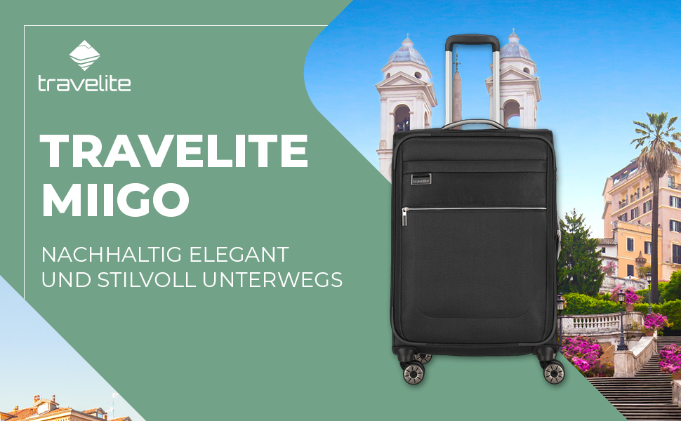 Валіза Travelite MIIGO велика з розширенням, екологічна, 4 колеса, TSA-замок, 77 см, 90-96 літрів, колір: Матча (зелений)