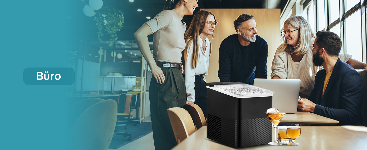 Машина для льоду FOHERE портативна, самоочисна, 14 кг/24 год, 2 розміри, компактний дизайн, керування однією кнопкою, інтелектуальні сповіщення, з лопаткою та кошиком для дому/бару/офісу/кемпінгу (чорний)