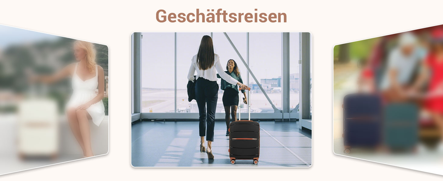 KONO Набір валіз 3 шт: велика, середня, маленька. Валізи з поліпропілену, з TSA замком, 4 колеса, темно-зелений/коричневий.