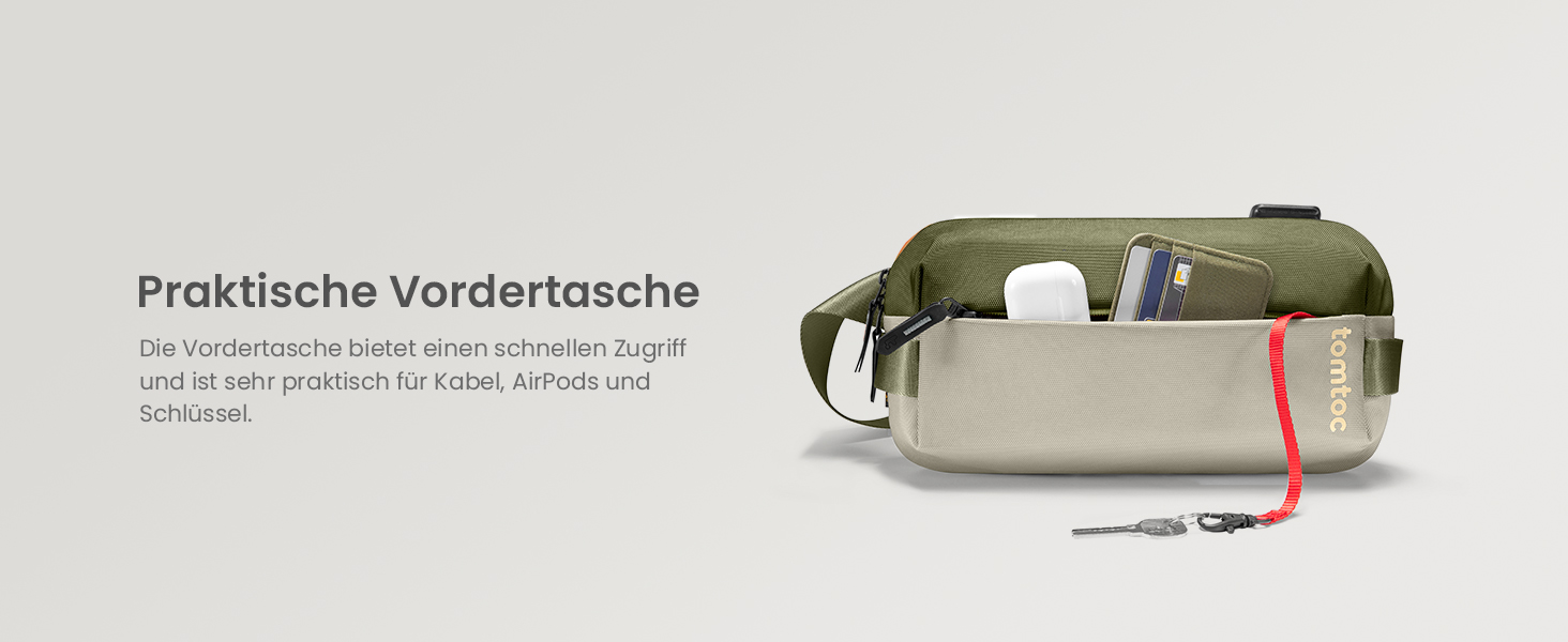 Сумка tomtoc Kompakt Sling Bag: поясна, через плече, для Switch/iPad mini, 3л, оливковий