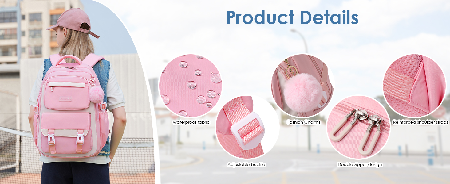 Шкільний рюкзак Makukke для дівчаток та підлітків: набір, водонепроникний, 30L, чорний