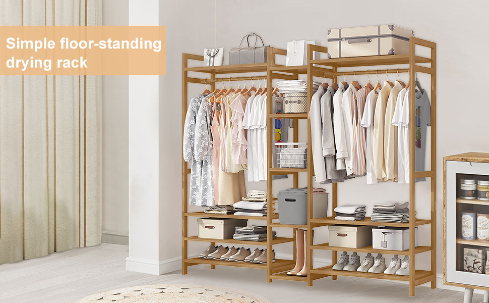 Підставка для одягу, вільна, багатофункціональна, для спальні, стабільна, містка, для підвішування одягу, легка збірка, з вішалкою 170 x 30 x 150 см