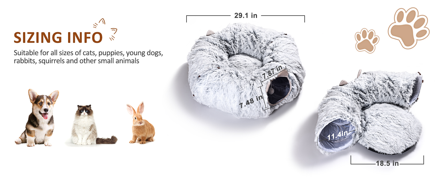 Тунель для котів LUKITO, іграшка для котів, м'яке котяче ліжко, великий тунель з двома входами, хатинка для кота, для домашніх котів