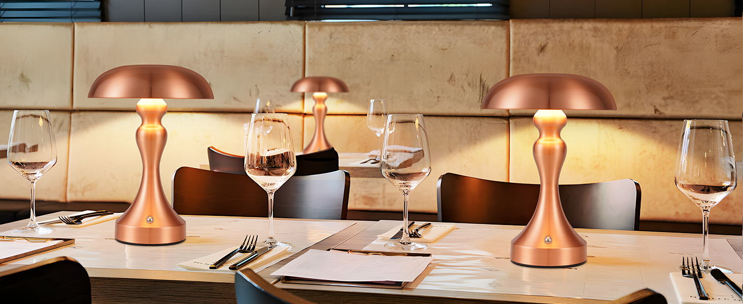 Бездротова настільна лампа з LED-підсвічуванням, сенсорне керування, регулювання яскравості, вінтажний стиль, USB-зарядка, нічник для спальні/вітальні (червоно-бронзова, 2 шт.)