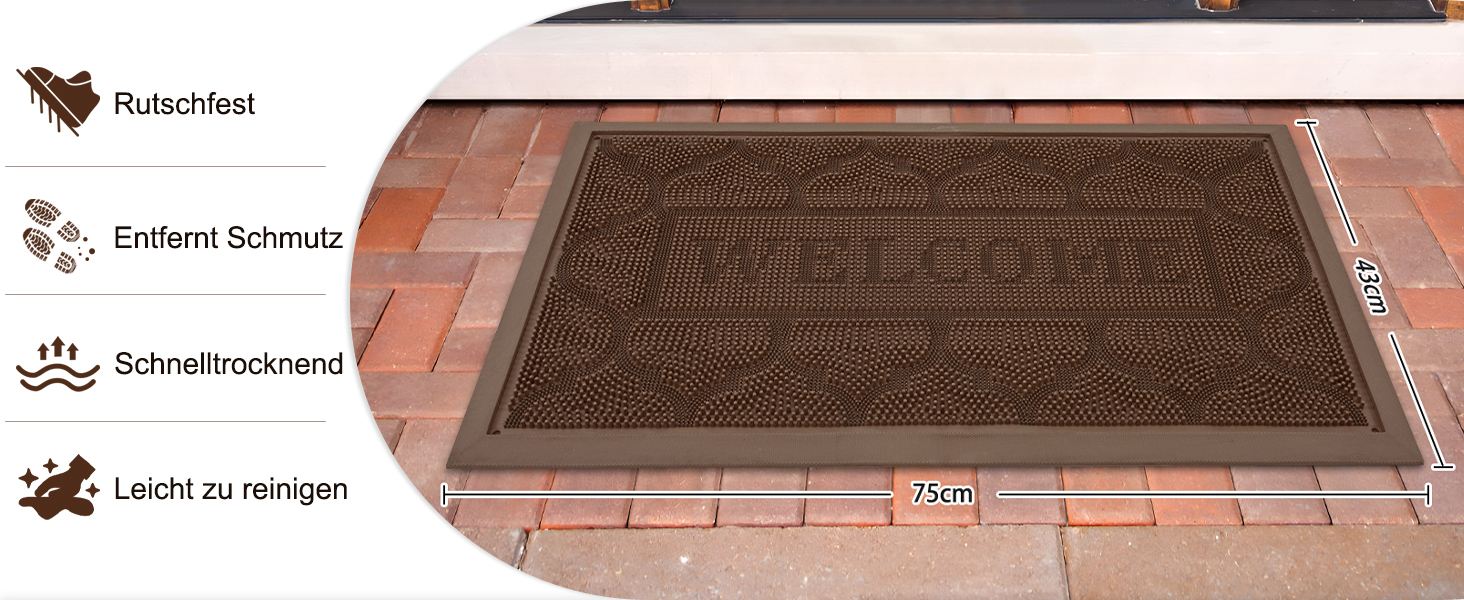 Килимок Alishomtll для дому та вулиці: вологостійкий, неслизький, 43x75 см