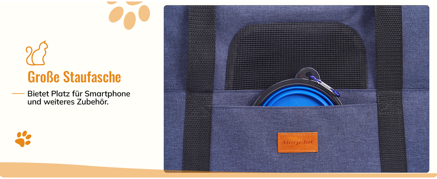 Транспортна переноска для котів та цуценят Morpilot до 5 кг, переноска для котів та собак, блакитна денім, 44 x 28 x 35 см, 44L, з надійними застібками, для відвідування ветеринара, авто, літак