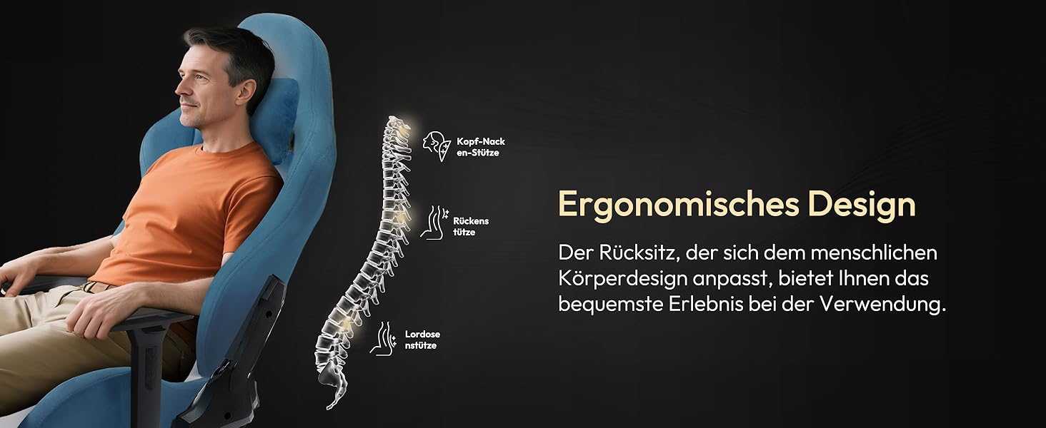 Ігровий крісло Dowinx з мікрофібри, дихаюче та ергономічне, з підніжкою (блакитний)