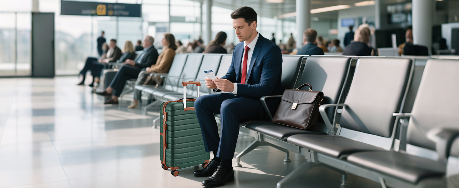 Чемодан KONO Reisekoffer Trolley 3-частинний з ABS+PC, жорсткий, з подвійними колесами та кодовим замком (великий 76 см, темно-зелений/коричневий)