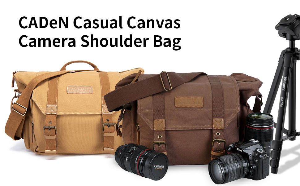 Сумка для камери CADeN з канвасу, вінтажна фотосумка на плече, для компактних DSLR/SLR камер Sony, Nikon, Canon, сумісна з об'єктивами, колір: Coffee 3.0