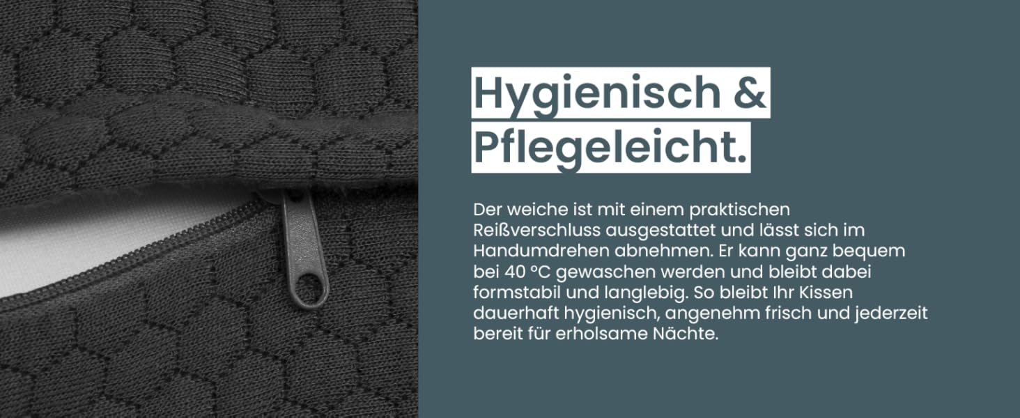 Ортопедична подушка для шиї при болях у шиї з високоякісної піни з пам'яті - Ергономічна подушка для шиї - Подушка для сну на боці, спині та животі - Праний чохол при 40°C (61 x 40 x12, Сірий)