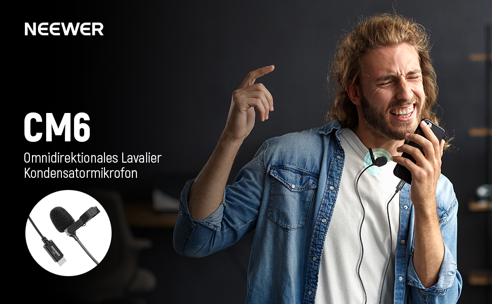 NEEWER Мініатюрний USB-C Лавалерний Мікрофон 2 шт. для iPhone, Android, Планшетів, ПК - CM6 (2 шт.)