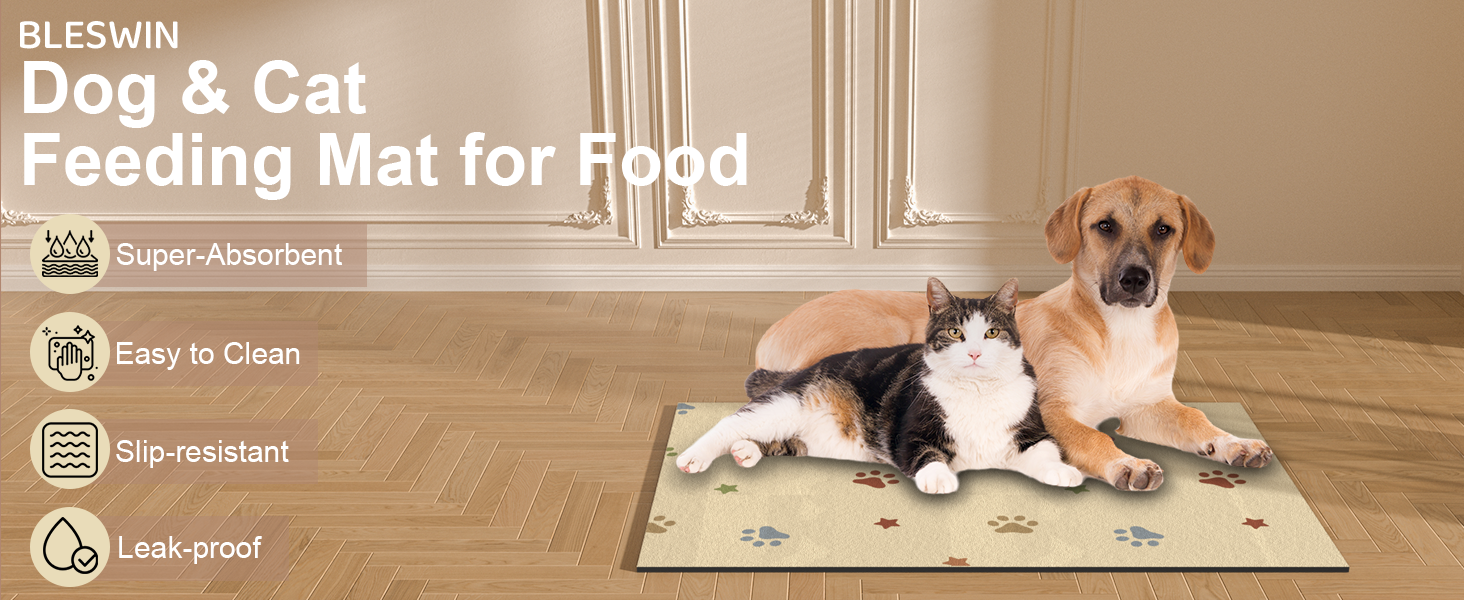 Підставка під миску для собак BLESWIN 30x50 см, вбираюча, неслизька, для цуценят, бежева