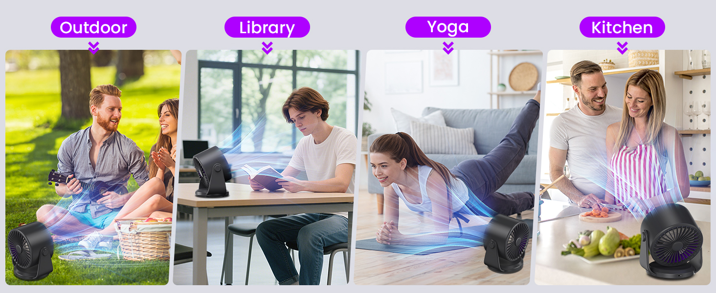 Настільний вентилятор Leise: тихий, перезаряджається через USB, ефективне охолодження, 100 швидкостей, компактний, портативний, кут нахилу 105°, LED дисплей, для офісу та подорожей