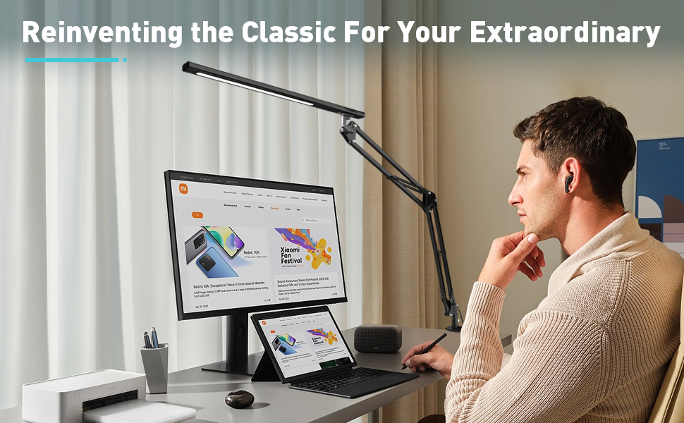 Світлодіодна лампа для робочого столу, кріпиться на край столу, архітектурна лампа з адаптером QC3.0, лінза Френеля, чорна