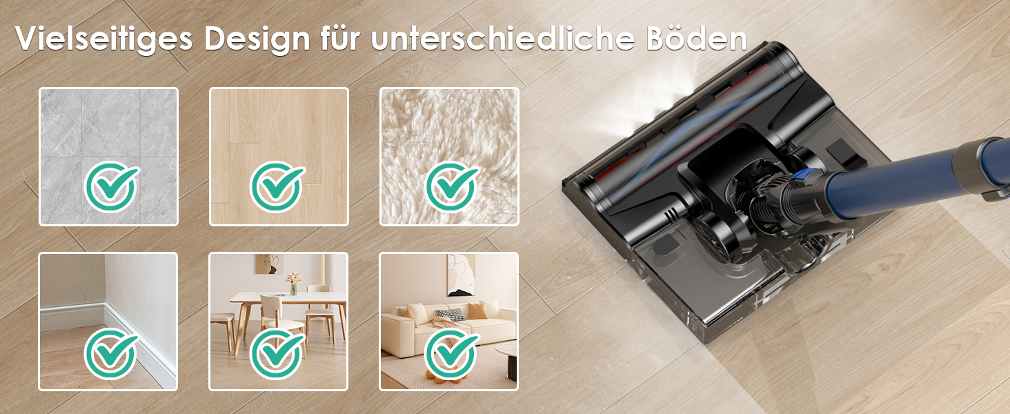 Бездротовий акумуляторний пилосос з функцією миття підлоги, 45000 Па/550 Вт/60 хв, безщітковий двигун, LED-дисплей, самостійна парковка, для твердих поверхонь, килимів та шерсті тварин, блакитний