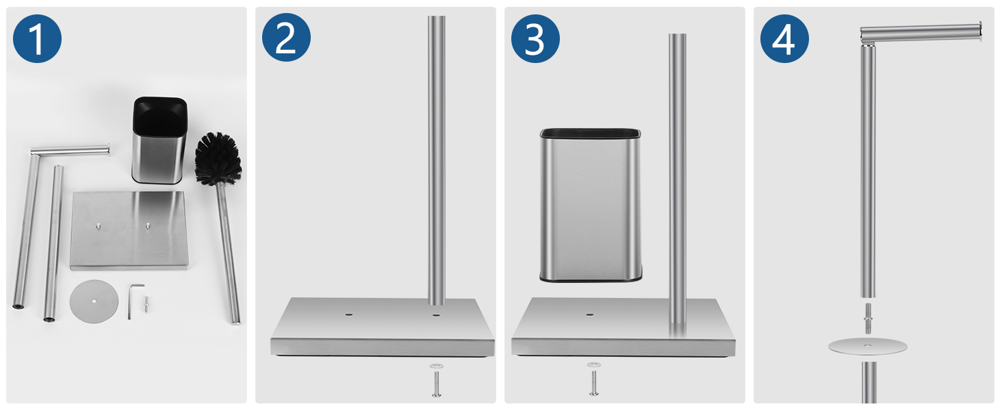 Тримач туалетного паперу з щіткою для унітазу YUET, гальванічне покриття, сріблястий
