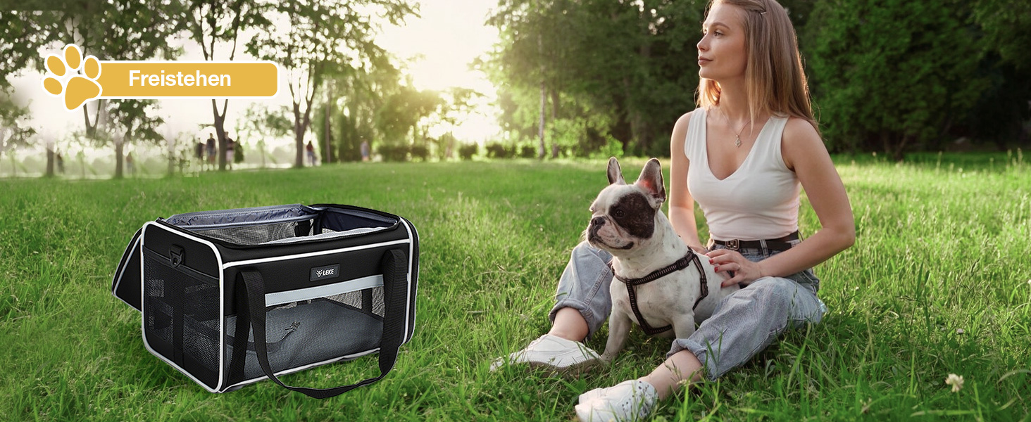 Транспортна сумка для собак та котів, розширювана, до 6 кг, чорна, M