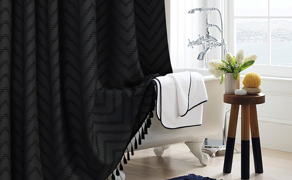 Штора для душу BTTN 180x180 см, Бохо, бежева з китицями, водонепроникна, з гачками (1 шт)