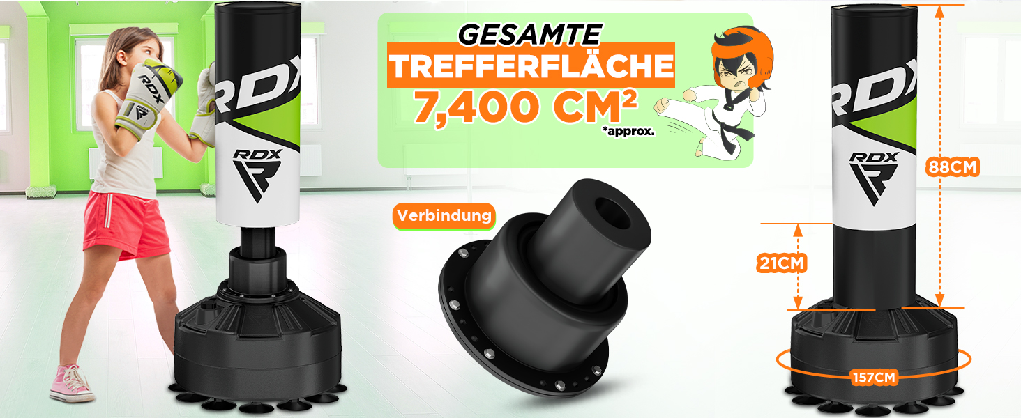 Дитячий боксерський мішок RDX 4ft з підставкою, рукавички для тренувань, MMA, кікбоксинг, бокс, бойові мистецтва, муай-тай, червоний