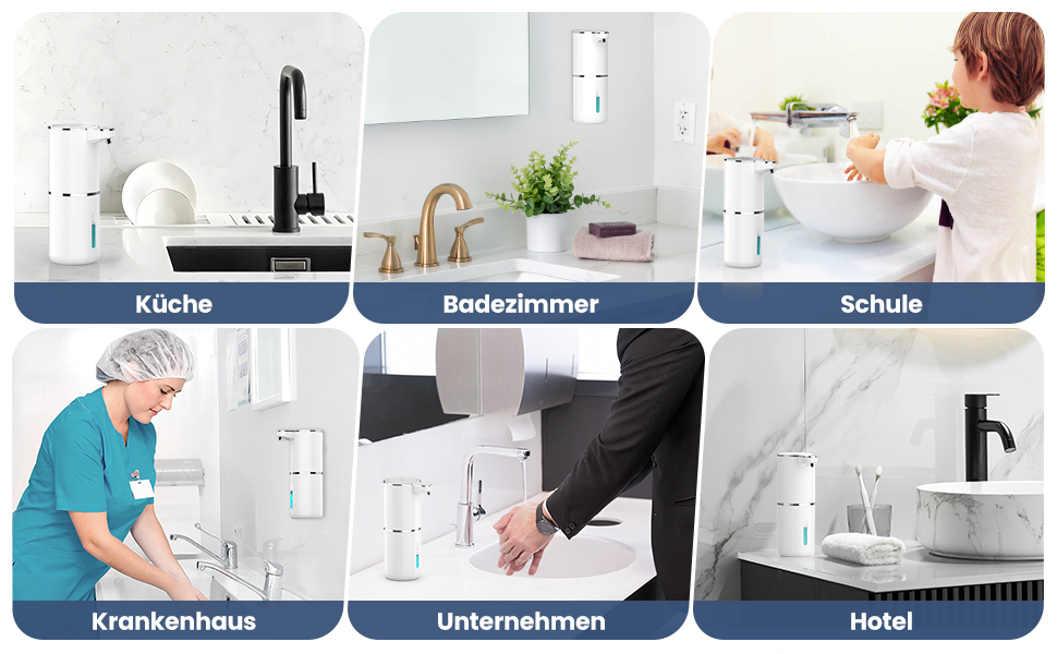 Автоматичний диспенсер мила HAPPHOOH, 380 мл, сенсорний, USB, водонепроникний, для кухні, ванної, школи, готелю, пінистий