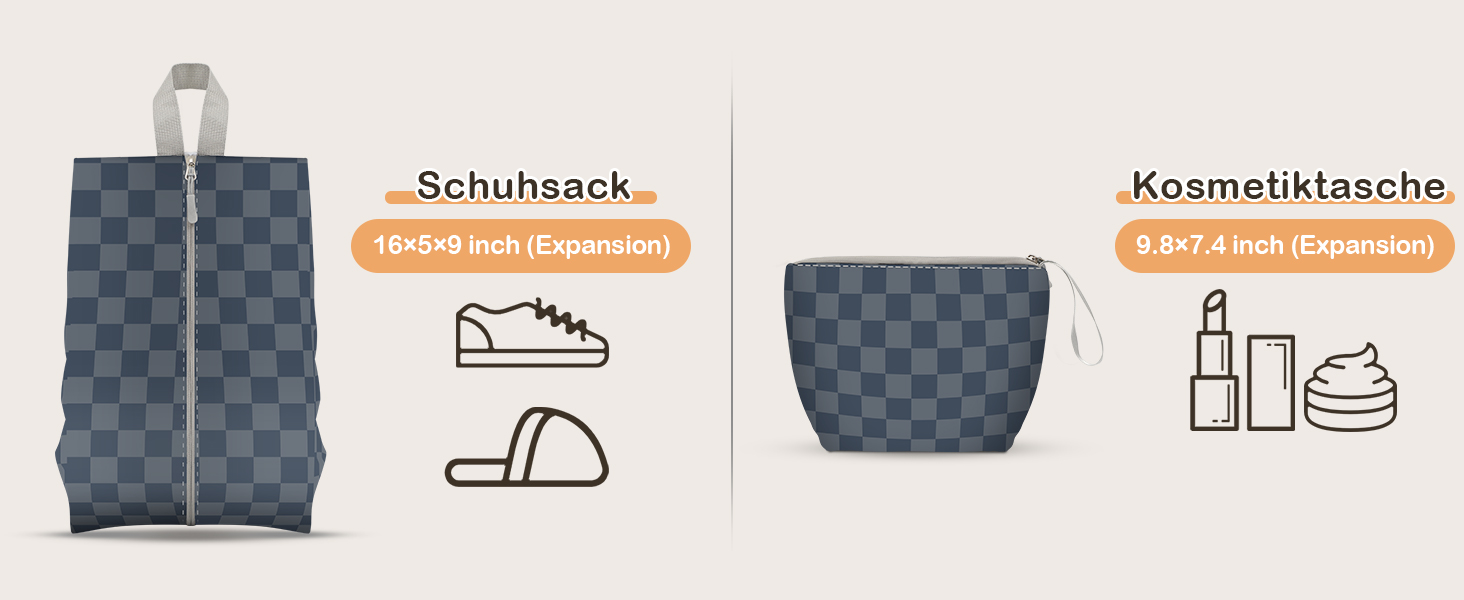 VnioLife Набори для пакування валізи - 8 шт. Органайзери для подорожей, компресійні кубики, синій та сірий