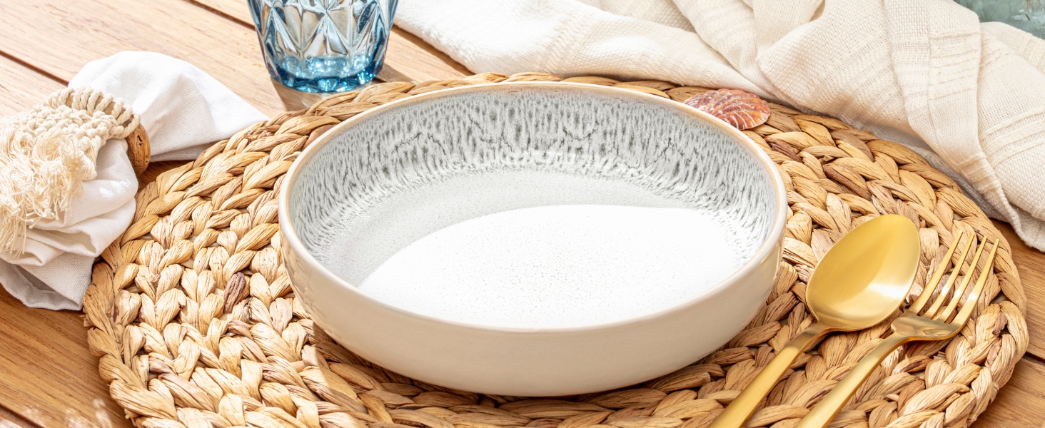 Набір посуду SÄNGER Kreta 24 частини, 6 осіб, керамічний посуд, блакитний з кремовим, VALUE COLLECTION