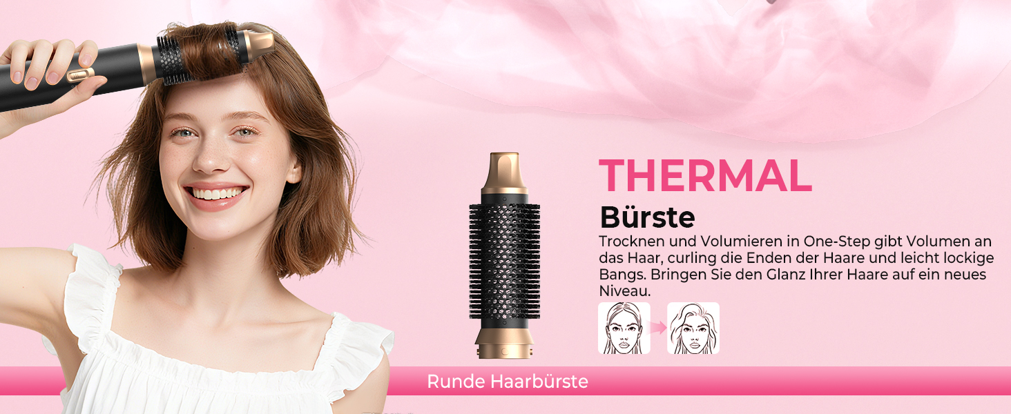 Мультистайлер для волосся 5 в 1 Atopskins Air Styler 1000W: фен-щітка, вирівнювач та плойка для сушіння, завивки та гладкого волосся (Darkschwarz)